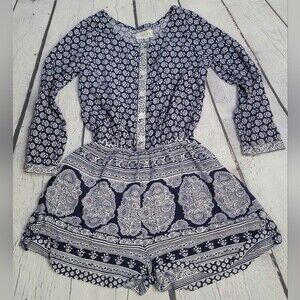 Rachel & Chloe Kids Blue and White Romper size 8